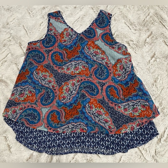 Zoe & Rose Band of Gypsies Multicolor Paisley Tank Top - Picture 7 of 9
